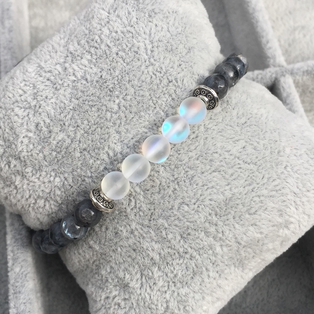 Labradorite Moonstone Gems Beaded Bracelet